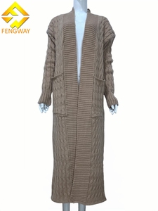 <span class=keywords><strong>Cardigan</strong></span> Lungo da Donna Invernale 2026 in Maglia Intrecciata Tinta Unita con Tasche, Maglione Spesso alla Moda - Product Image 3