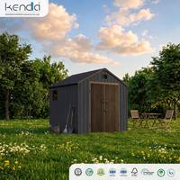 Abri de jardin Kenda APEX 8x8 gris foncé, abri de rangement extérieur, rangement pour patio et jardin avec porte verrouillable résistante aux intempéries, maison de jardin