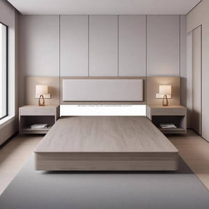 Factory Custom Modern Double <b>Beds</b> <b>Set</b> Wooden Hotel Bedroom Furniture Eco-friendly Modern for Apartment <b>Single</b> <b>Bed</b> for Furniture - Product Image 1