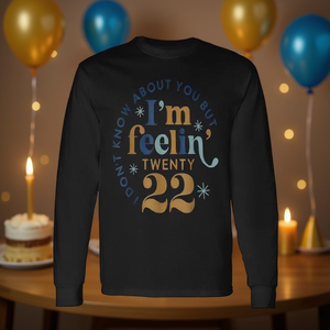 Maglietta a maniche lunghe Twenty Two Celebration per adulti, unisex, girocollo, in cotone, per feste - Product Image 3