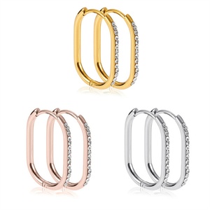Boucles d'oreilles classiques en acier inoxydable de haute qualité, plaquées or 18 carats, zircon coréen - Product Image 1