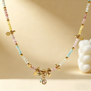 Nuovi Arrivi: Collana Artigianale in Pietra Naturale con Ciondolo in <span class=keywords><strong>Amazzonite</strong></span> Placcato Oro, <span class=keywords><strong>Gioielli</strong></span> da Donna - Product Image 3