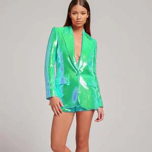 Conjunto de Dos Piezas de Moda para Mujer, Chaqueta <span class=keywords><strong>Blazer</strong></span> Brillante con <span class=keywords><strong>Lentejuelas</strong></span>, Manga Larga, Un Botón, Pantalones Cortos, Traje Elegante - Product Image 6