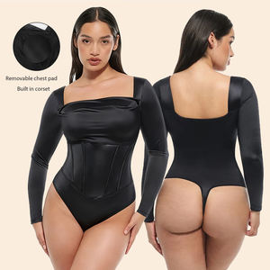 Body Moldeador para Mujer con Control de Abdomen, Cuello Cuadrado Retro, Corsé Incorporado, Copas Removibles, Transpirable, <span class=keywords><strong>3D</strong></span>, al por Mayor - Product Image 1
