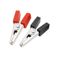 JIALUN 35mm Black Red Insulated Metal Crocodile Alligator Electrical Test Clips for Leads