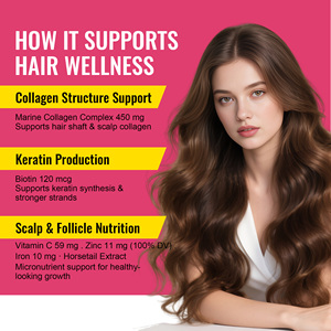 Gomitas para el Crecimiento del Cabello con Queratina, Péptidos de Colágeno Marino Hidrolizado, Suplemento Dietético para Engrosar el Cabello en Mujeres - Product Image 4