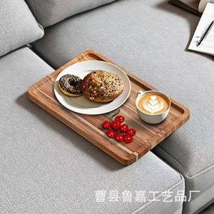 Wooden Sofa <b>Tray</b> Rectangular Solid Wood Serving <b>Tray</b> For Coffee <b>Tea</b> Snacks Living Room Use - Product Image 1