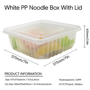 กล่องอาหารพลาสติก PP ขนาด 1100 มล. พร้อมฝาปิด สำหรับใส่อาหารกลับบ้าน บรรจุอาหารสำเร็จรูป สลัด พาสต้า และอาหารพร้อมรับประทาน - Product Image 2