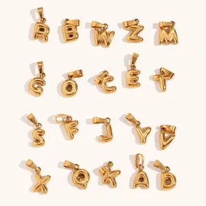 Hot selling new small bubble letters charm necklace accessory metal air balloon letter pendant for jewelry about 6.5 mm no fade