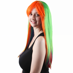 Orange vert <span class=keywords><strong>bleu</strong></span> couleur idée <span class=keywords><strong>cheveux</strong></span> avec frange <span class=keywords><strong>Goku</strong></span> arc-en-ciel surbrillance couleur perruque Cosplay pour fête Offre Spéciale en gros - Product Image 2
