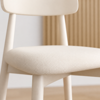 Chaise de salle à manger MULIGNA au design scandinave moderne, en bois massif blanc crème, minimaliste, avec dossier incurvé, pour la maison, l'hôtel, le restaurant