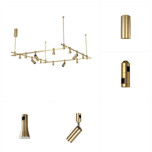 Custom Modern Multi-Head Brass Chandelier 24V Dimmable Brass Track <b>Light</b> for Hotel - Product Image 2