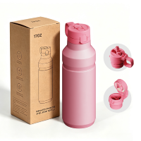 Bouteille d'eau portable en acier inoxydable pour course en extérieur, avec logo imprimé en 3D, 17 oz, double paroi sous vide, 20 oz, gourde isotherme