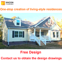 Kit de maison en structure acier moderne de style européen, entièrement en panneaux sandwich en mousse-ciment, villa en acier léger