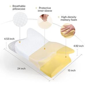 Almohada Cervical de Espuma Viscoelástica con Forma de Mariposa, Almohada Ergonómica para el Cuello para Aliviar el Dolor, Funda Extraíble y Lavable para Todos los Tipos de Dormidores - Product Image 1