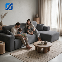 Ensemble de canapé modulaire Cloud 104 pouces, sectionnel DIY en forme de L, ottoman moderne rembourré en velours, pieds en bois écologique, idéal appartement et hôtel