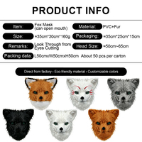 Masque de renard à bouche ouverte pour Halloween, accessoire de fête costumée amusant, dessin animé, personnalisable, vente en gros, direct usine