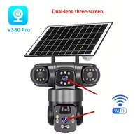 Caméra de surveillance extérieure 4G sans fil Wi-Fi V380 à triple objectif panoramique 360° de 3 mégapixels, alimentée par énergie solaire, avec fonction vocale