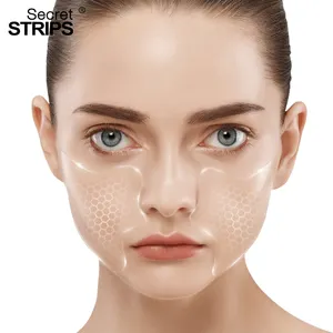 Tiras de cuidados faciais anti-rugas para dormir, máscara anti-idade de folha de colágeno para rosto, marca própria