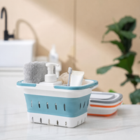 Panier de Douche Pliable en Plastique, Bac à Linge Portable pour Salle de Bain avec Poignée, Bac de Rangement
