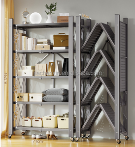 Estante de exhibición de cocina plegable multicapa, estante organizador de cocina, estantes de almacenamiento, estantería de góndola plegable de Metal de acero negro de fábrica - Product Image 3