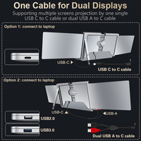 Monitor portátil de doble pantalla de 14 pulgadas más vendido para extensor de pantalla de laptop, pantalla LCD IPS FHD de 1920*1080, monitor triple