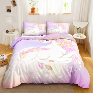 Nuovo <span class=keywords><strong>Copripiumino</strong></span> Stile Americano con Stampa Digitale 3D di <span class=keywords><strong>Unicorno</strong></span>, Ecologico, 500 Fili, per Bambini - Product Image 5