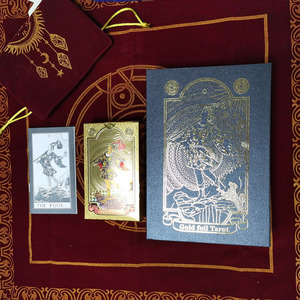 Nuevo Juego de Cartas de Tarot con Lámina Dorada Iridiscente, Cartas de PVC con Paño de Altar, 6 Colores Opcionales para Venta al Por Mayor, Adivinación - Product Image 6