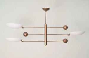 Lustre en laiton fait main de style moderne du milieu du siècle, luminaire suspendu à 3 lumières pour la décoration de la maison - Product Image 2