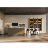 CASALANDER Armoire de rangement de cuisine murale contemporaine Verre acrylique Contreplaqué Armoire de cuisine modulaire avec îlot pour hôtel