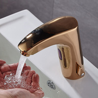 Robinet de salle de bain en cuivre à capteur sans contact avec valve en céramique, contrôle intelligent de la température, mitigeur de lavabo infrarouge automatique