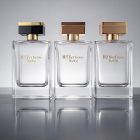 Flacon de parfum carré transparent personnalisé de 100 ml, bouteille en verre de luxe avec motif tissé, bouchon doré, pulvérisateur à pompe, emballage vide