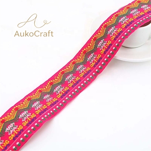 Lote de Fitas de Renda Étnica Vintage para Costura DIY, 10m, Rolos de 45mm, com Acabamentos de Renda Jacquard Floral para Fantasia - Product Image 1
