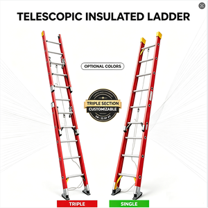 Échelle télescopique en fibre de verre <span class=keywords><strong>isolée</strong></span> certifiée EN131 35 kV, légère, non conductrice, en FRP, pour électricien - Product Image 4