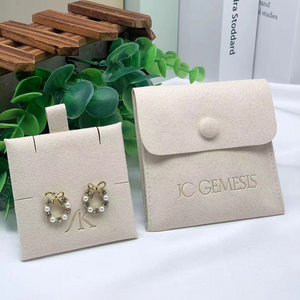 Bolsa de Joyería Personalizada con Cierre a Presión, Logotipo Grabado, Bolsa de Regalo de Gamuza para Joyas Pequeñas con Soporte para Joyas, Modelo 529 8*8+4cm - Product Image 1