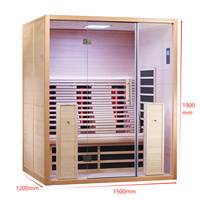Sauna intérieur en bois massif en pruche pour 3 personnes Design moderne Sauna de thérapie par la lumière rouge infrarouge à spectre complet avec panneau de commande
