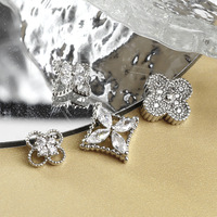 Nouveaux Décorations d'Ongles 3D de Luxe en Métal, Trèfle Porte-Bonheur, Bijoux d'Ongles Tendance en Zircon et Strass, Breloques pour Nail Art en Forme de Feuille et de Fleur
