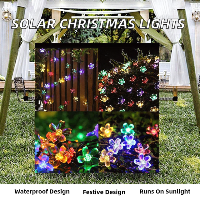 Starlight Commercial Outdoor IP65 LED Christmas String Lights 12M Blue Solar Light Lamp Decorative Bulb 2-Year Decorations