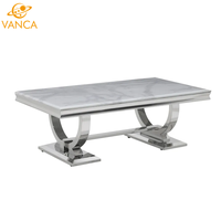Table basse rectangulaire moderne avec plateau en marbre et structure en acier, style haut de gamme fait main, meubles de salon