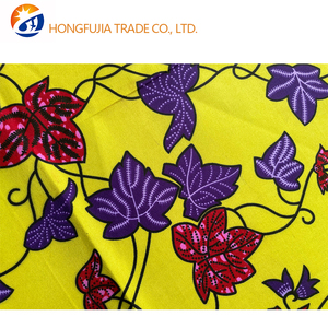 Kain Organza Batik Katun Afrika, Berat Sedang, Tenun, Gaya Visual Hangat dan Kaya, Motif Ranting dan Daun Berbentuk Daun Anggur, Bunga Safflower