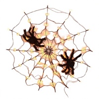 Guirlande lumineuse d'Halloween 1,2 m toile d'araignée et chauve-souris avec télécommande LED, décoration d'ambiance pour festival, araignées et fantômes
