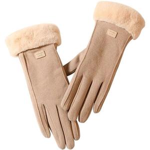 Gants d'hiver chauds pour femmes, mitaines en fourrure à doigts complets, coupe-vent pour la conduite - Product Image 6