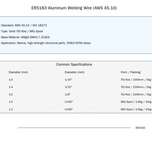 Fil de soudure en aluminium ER5183 AlMg4.5Mn 0,045'' (1/16'') Alliage 5083 5086 Métal de remplissage certifié MTC pour coques marines et réservoirs GNL - Product Image 3