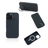 Coque de protection antichoc et anti-rayures avec texture carbone, design professionnel, gaufrage, béquille pliable pour objectif