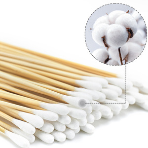 Hisopos de algodón desechables de doble punta con varillas de bambú, 200 unidades, para desmaquillar y uso cosmético - Product Image 2