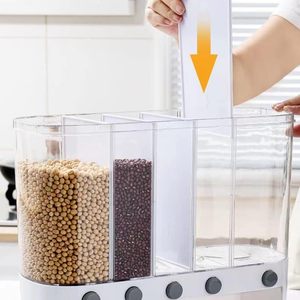 Distributeur de céréales de cuisine hermétique automatique de grande capacité, anti-humidité et anti-insectes, 10 kg, avec 6 compartiments - Product Image 2