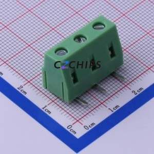 KF128R-7.62-3P Screw Terminal Block Bent Lead Through Hole,P=7.62mm Connector 1x3P 7.62mm Green Right Angle Insert - Product Image 1