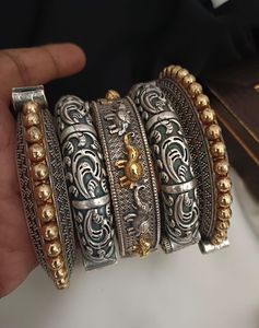Brazaletes étnicos chapados en oro y plata con patrón animal, cuentas de perlas de imitación, pulseras para mujer, estilo budista tibetano, uso diario - Product Image 4
