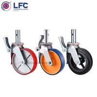 Roue de chariot mobile LFC en polyuréthane et fonte de 200 mm avec frein à blocage total, haute capacité de charge pour échafaudages de construction