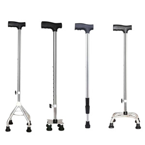 Bastón de Acero Inoxidable de Cuatro Patas, Altura Ajustable, Antideslizante, Ayuda para Caminar para Personas Mayores - Product Image 4